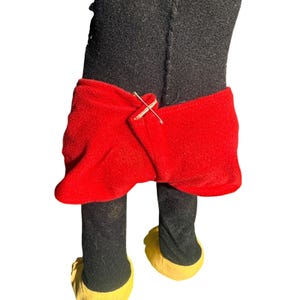 vintage Mickey Mouse en peluche pour poupée, peluche, personnage classique, short rouge, noir image 3