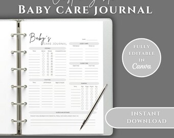 Baby Care Journal Template for Caregivers & Parents | Customizable + 3 Styles | Instant Digital Download