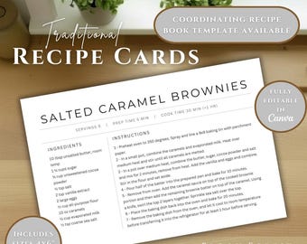 Editable Recipe Cards | Custom Canva Template | Printable & Digital Recipe Organizer | Instant Download
