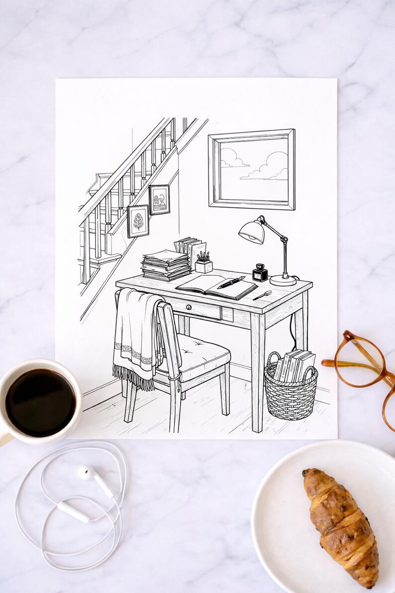 Cozy Safe Spaces Coloring Pages for Adults – Relaxing Fireplace ...