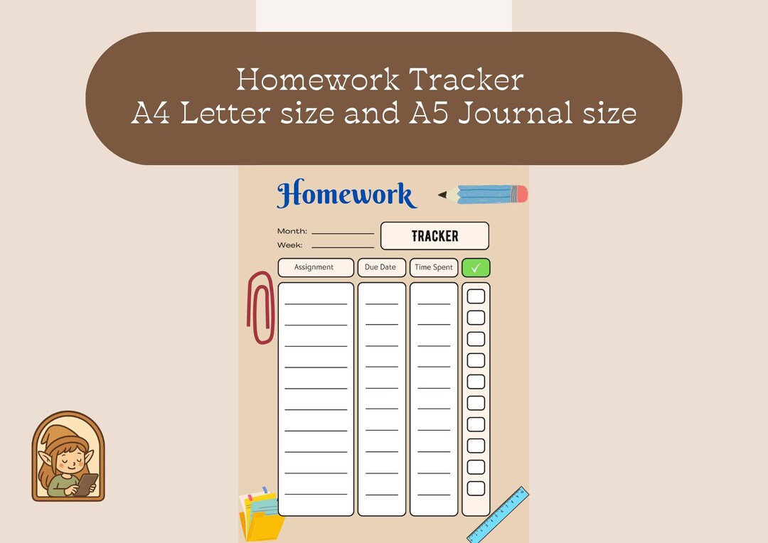 Homework Tracker for Kids | Printable Student Planner | Assignment ...