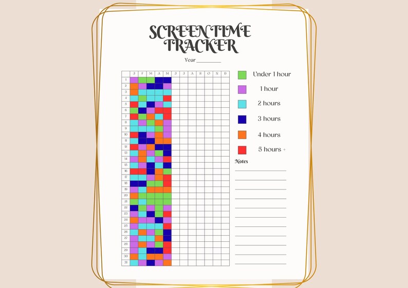 Screen Time Tracker Printable | Kids & Family Screen Time Log | US ...
