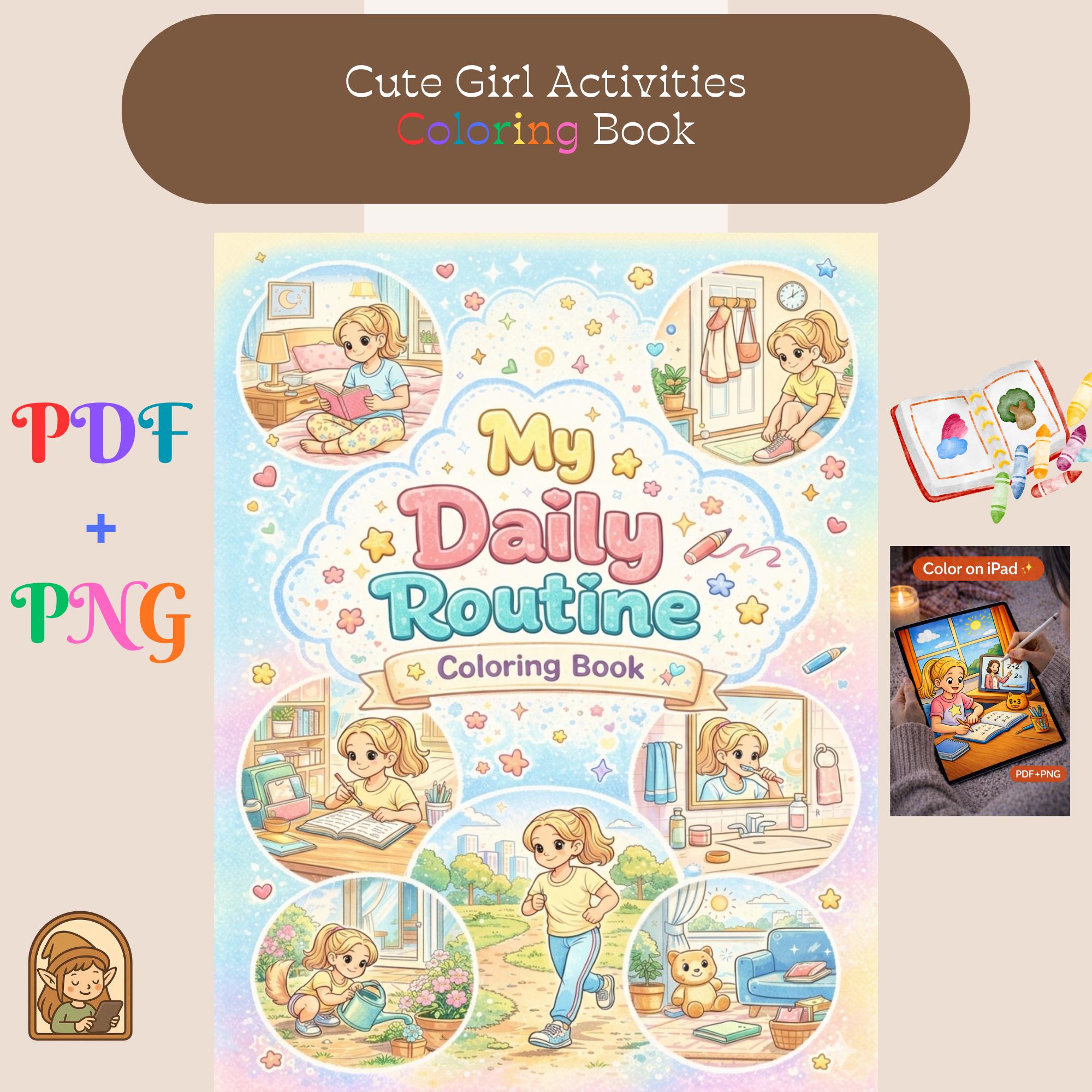 Daily Routine Tablet Daily Routine Coloring Book for Kids | Printable PDF + PNG Bundle ...