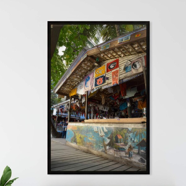Mural pintado en Foxy's Beach Bar, Jost Van Dyke, Islas Vírgenes Británicas. Arte fotográfico.