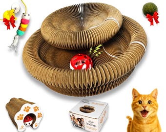 Eco Friendly Cardboard Cat Scratcher, Catnip Ball, Toy Included
