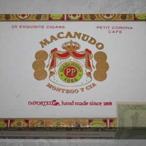 Vintage Macanudo Petit Corona Cafe Cafe Cigar Box Excellent Condition Cigars Craft Collectible Display Accent