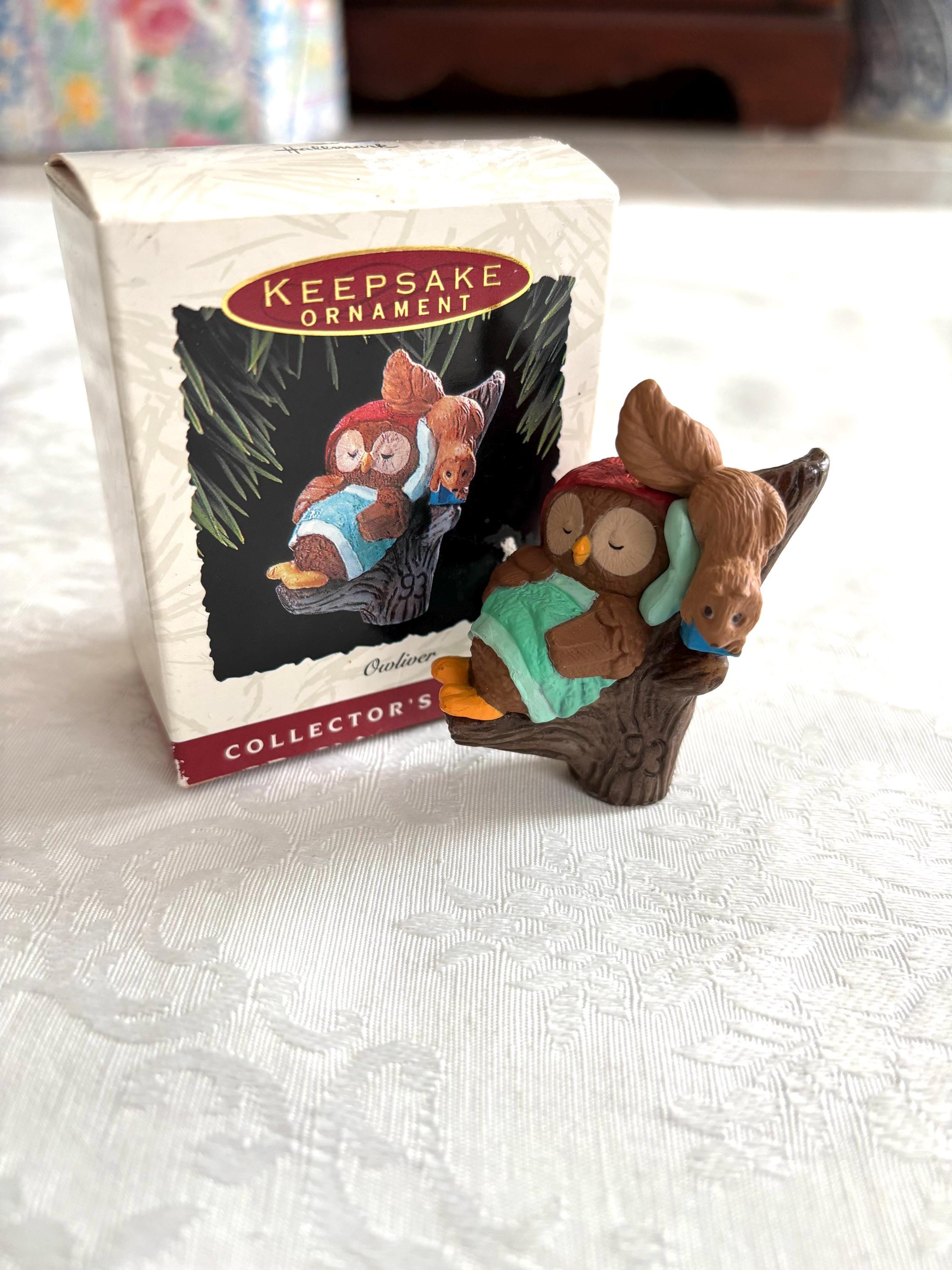 Vintage Hallmark Keepsake Ornament, Owliver, Owl, Squirrel, 1993, 1990s