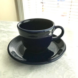 Vintage Homer Laughlin Fiesta Fiestaware, Cup and Saucer, Cobalt Blue, USA