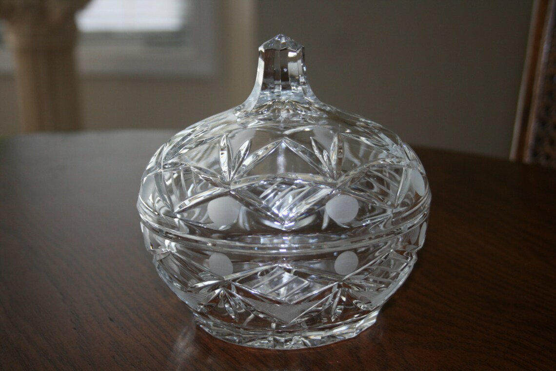 Elegant Vintage Cut Crystal Covered Candy Dish Lid Candy Etsy