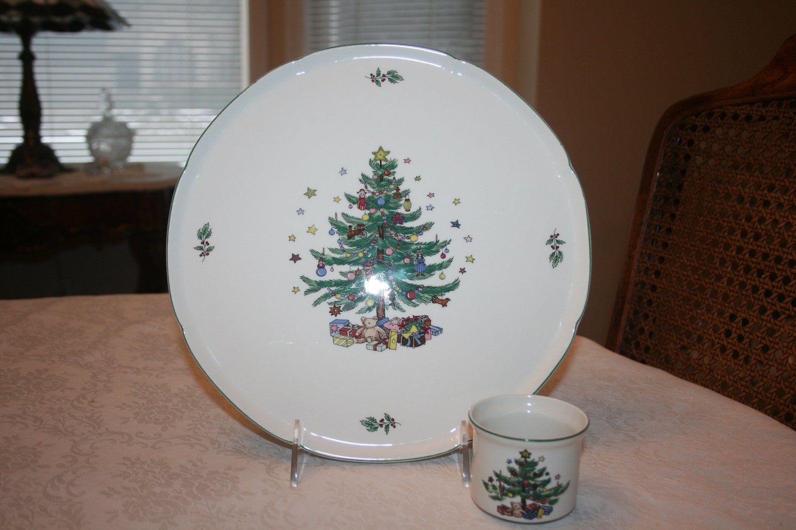 Vintage Nikko Christmastime Cake Plate and Candle Holder Etsy