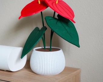 Anthurium Coaster Set with Storage Pot, 4 Piece