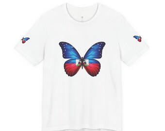 Haitian Flag Butterfly T‑Shirt — Haiti Pride Monarch Tee