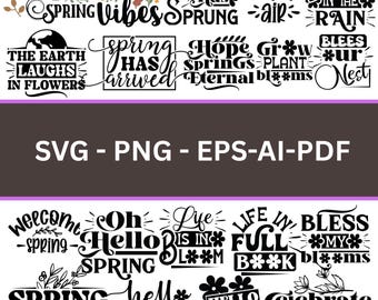 Spring Quotes SVG Bundle: Hello Spring Designs (Digital Download)