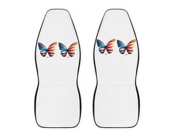 Patriotic Butterfly Car Seat Covers — American Flag Design Polyester Seat Protector