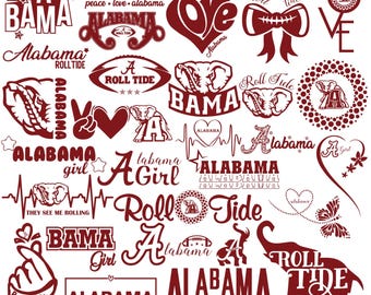 Alabama Crimson Roll Tide T-Shirt Designs, Football Spieltag PNG, SVG, EPS (digitaler Download)