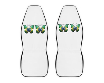 Brazil Flag Butterfly Car Seat Covers – Polyester Front Seat Protector