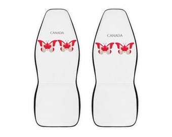 Canada Maple Butterfly Car Seat Covers — Polyester Front Seat Protectors