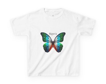 Kids Tee — Colorful Butterfly 'Nigeria' Graphic