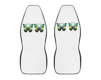 Brazil Flag Butterfly Car Seat Covers – Polyester Front Seat Protector