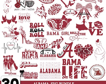 Alabama Crimson Tide Football SVG PNG Bundle (Digitaler Download)