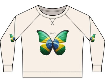 Brazil Flag Butterfly Crewneck Sweatshirt