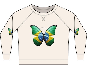Brazil Flag Butterfly Crewneck Sweatshirt