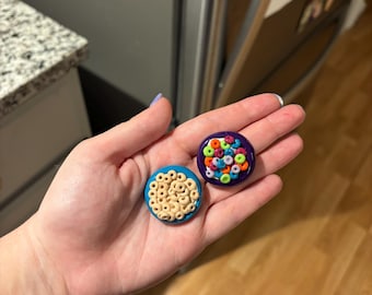 Mini Cheerios and Fruit/Froot Loops Cereal - Handmade Polymer Clay Fridge Magnet