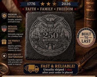 Gegraveerde leistenen onderzetter Amerika's 250e verjaardag | Vaderlandslievend cadeau 1776-2026