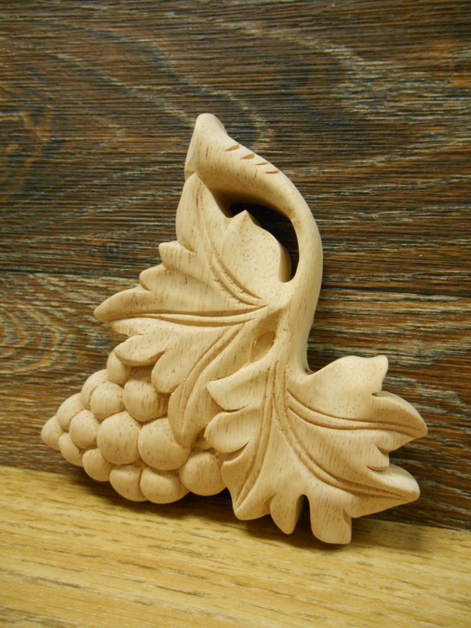 Grape Wood Carved Appliqué Hand Carved Elegant HardWood Etsy