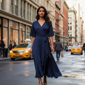 etsy navy blue bridesmaid dresses BABARONI Velvet Dusty Blue Bridesmaid Dresses One Shoulder Floor-length  Spaghetti Straps Sheath/Column main image 0