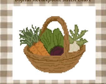 Vegetable basket needlepoint chart