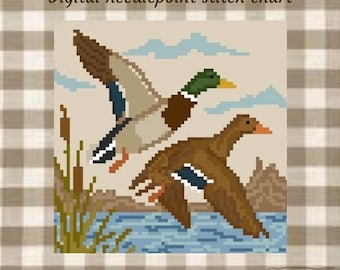 Mallard scene needlepoint chart