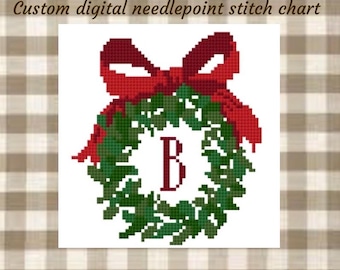 Custom letter wreath needlepoint chart