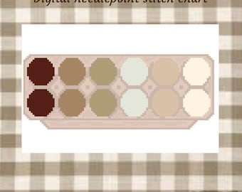 Dozen eggs digital needlepoint chart