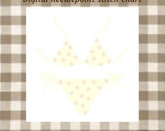 Yellow floral bikini needlepoint chart