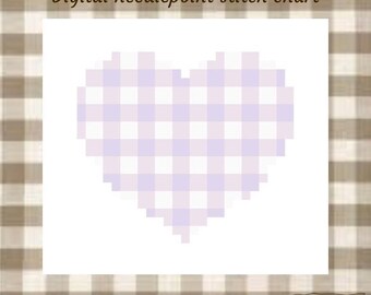 Gingham heart digital needlepoint chart