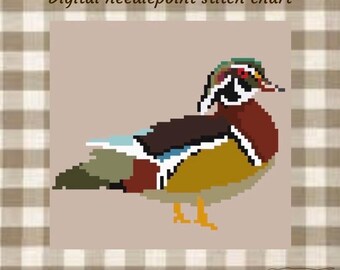 Wood duck digital needlepoint chart