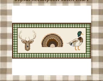 Hunting pillow needlepoint chart