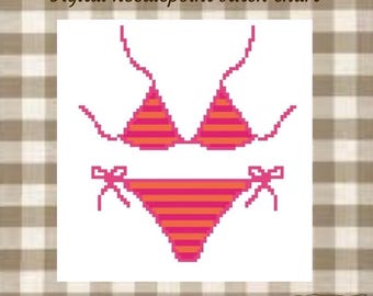 Orange and pink bikini needlepoint chart
