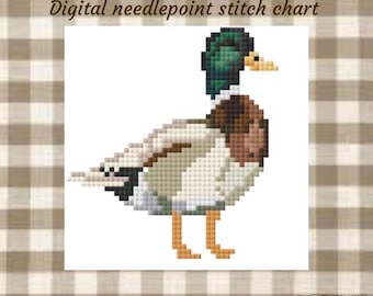 Mallard duck digital needlepoint chart