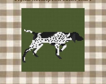 Black German shorthaired pointer digital needlepoint chart