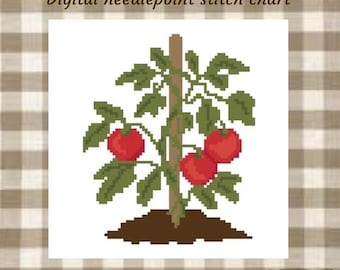 Tomato plant needlepoint chart