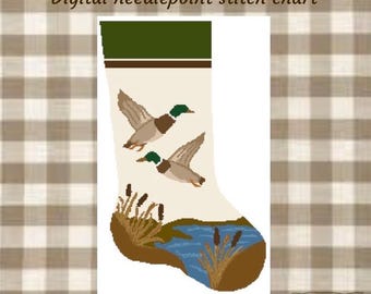 Mallards stocking needlepoint chart