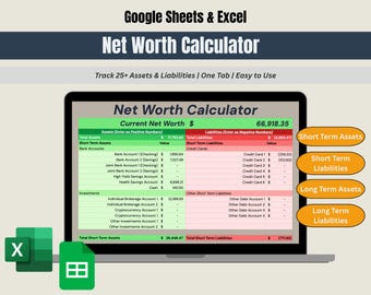 Net Worth Tracker Excel Google Sheets Financial Planner Template Personal Finance Organizer Tool