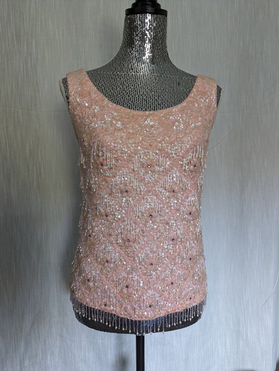 Pink Vintage Sequin Top - image 2