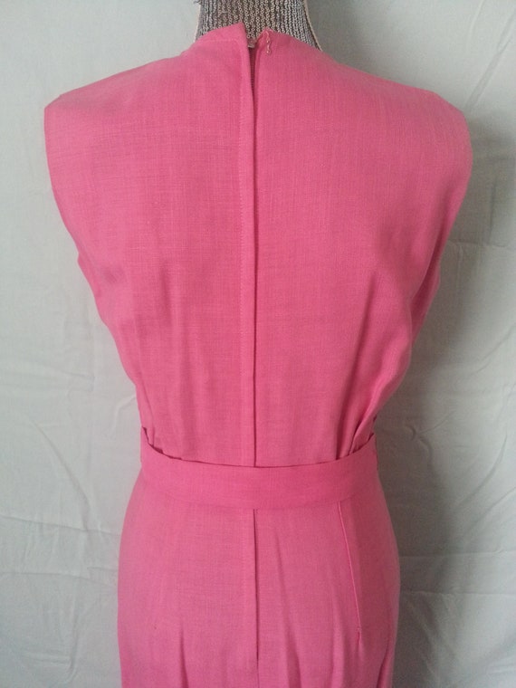 Pink Vintage Retro Fitted Dress - image 5