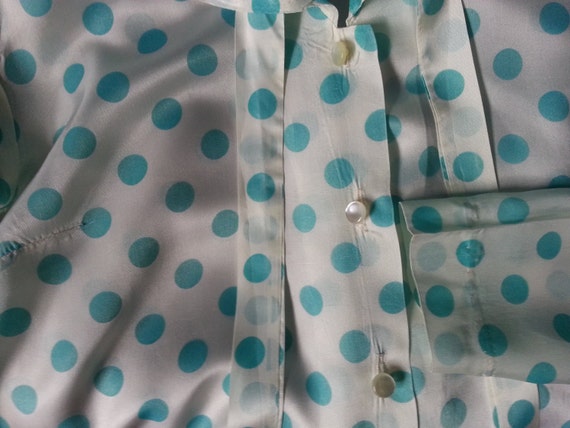 Judy Ann Polka Dot Top Blue and Ivory - image 5