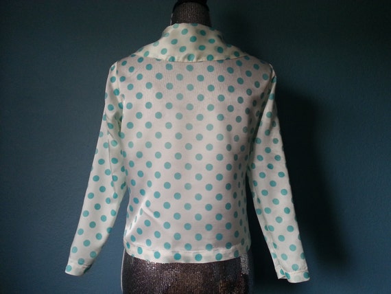 Judy Ann Polka Dot Top Blue and Ivory - image 2