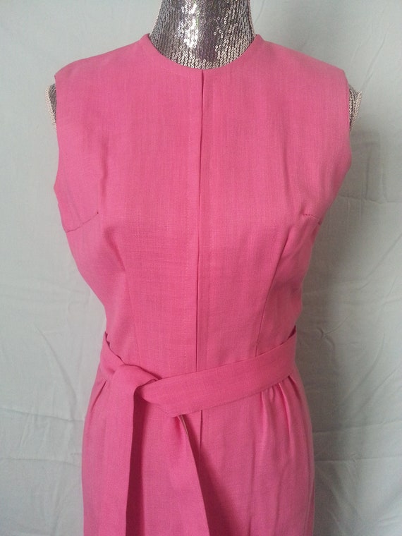 Pink Vintage Retro Fitted Dress - image 3