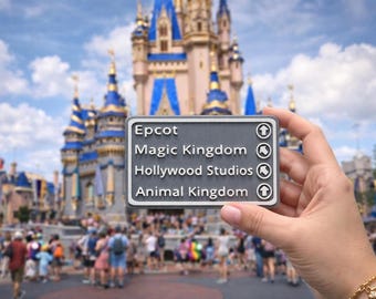 Disney Magnet with Theme Park Direction Signs for Fridge